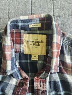 Abercrombie & Fitch Plaid Button-Down in Navy, Red & Cream